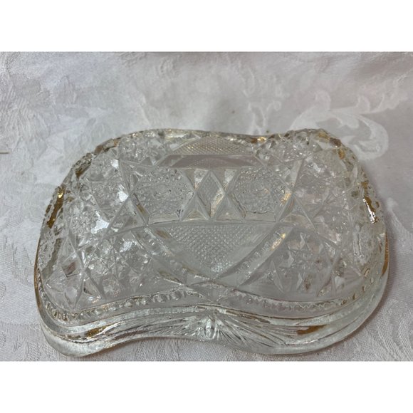 EAPG Early American Pressed Glass Relish Dresser Makeup Brush Holder Dish Unique - Picture 2 of 3